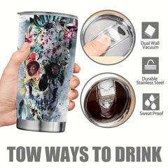 20oz Skull Print Stainless Steel Tumbler Double Wall Vacuum Insulated Travel Mug