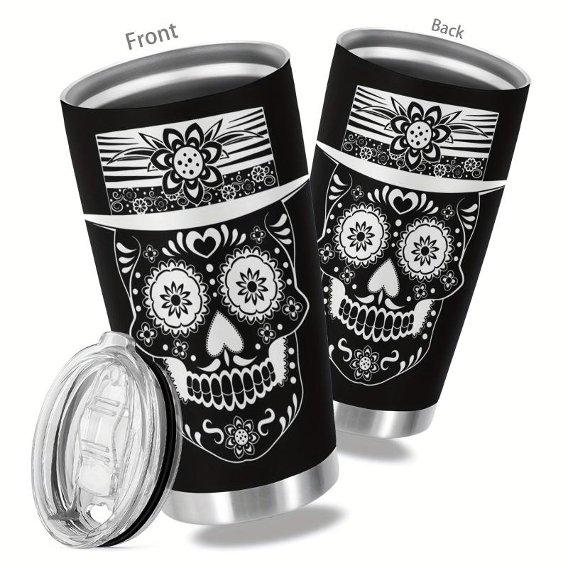 20oz Skull Print Stainless Steel Tumbler Double Wall Vacuum Insulated Travel Mug