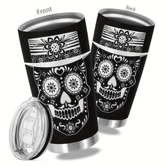 20oz Skull Print Stainless Steel Tumbler Double Wall Vacuum Insulated Travel Mug