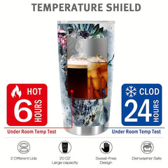 20oz Skull Print Stainless Steel Tumbler Double Wall Vacuum Insulated Travel Mug