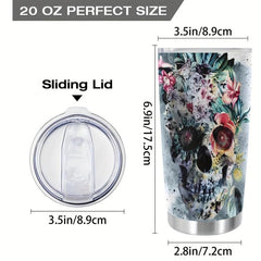 20oz Skull Print Stainless Steel Tumbler Double Wall Vacuum Insulated Travel Mug