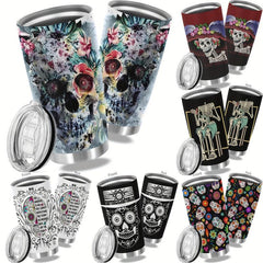 20oz Skull Print Stainless Steel Tumbler Double Wall Vacuum Insulated Travel Mug