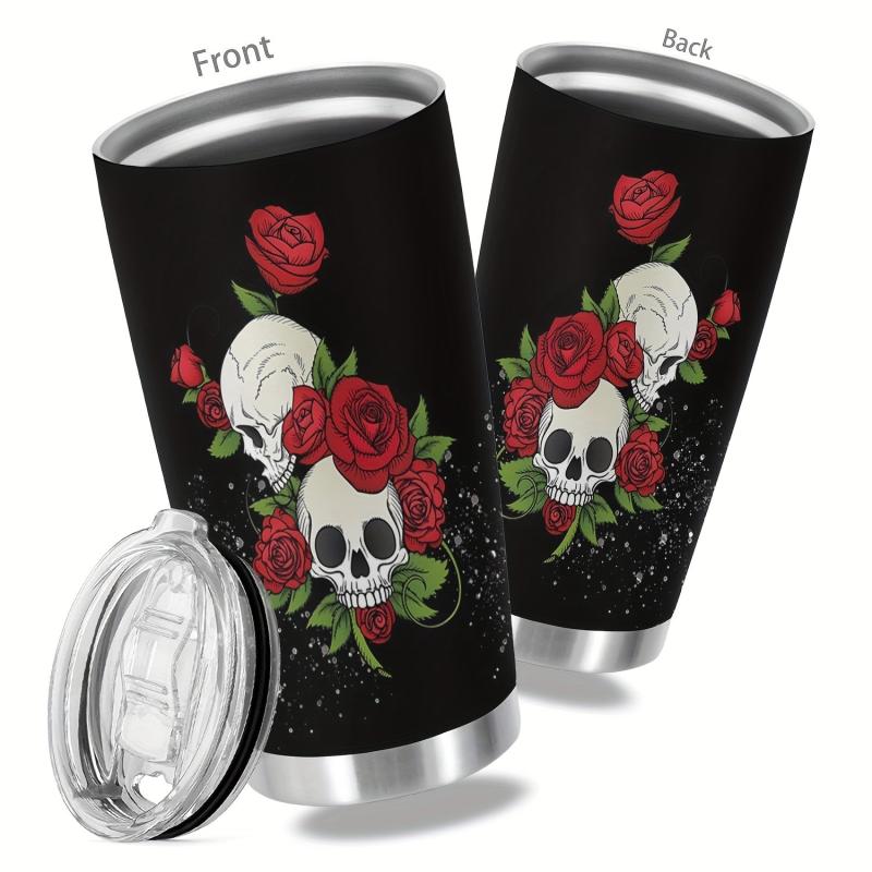 20oz Skull Print Stainless Steel Tumbler Double Wall Vacuum Insulated Travel Mug