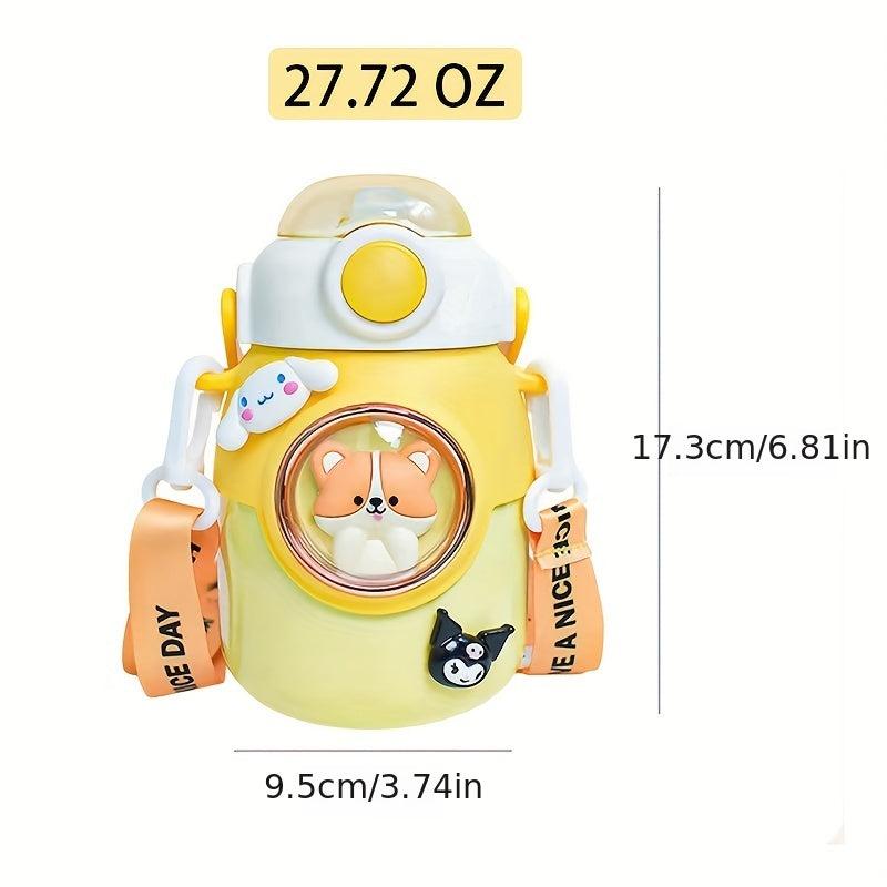 700ML Cartoon Insulation Bottle Stainless Steel Straw