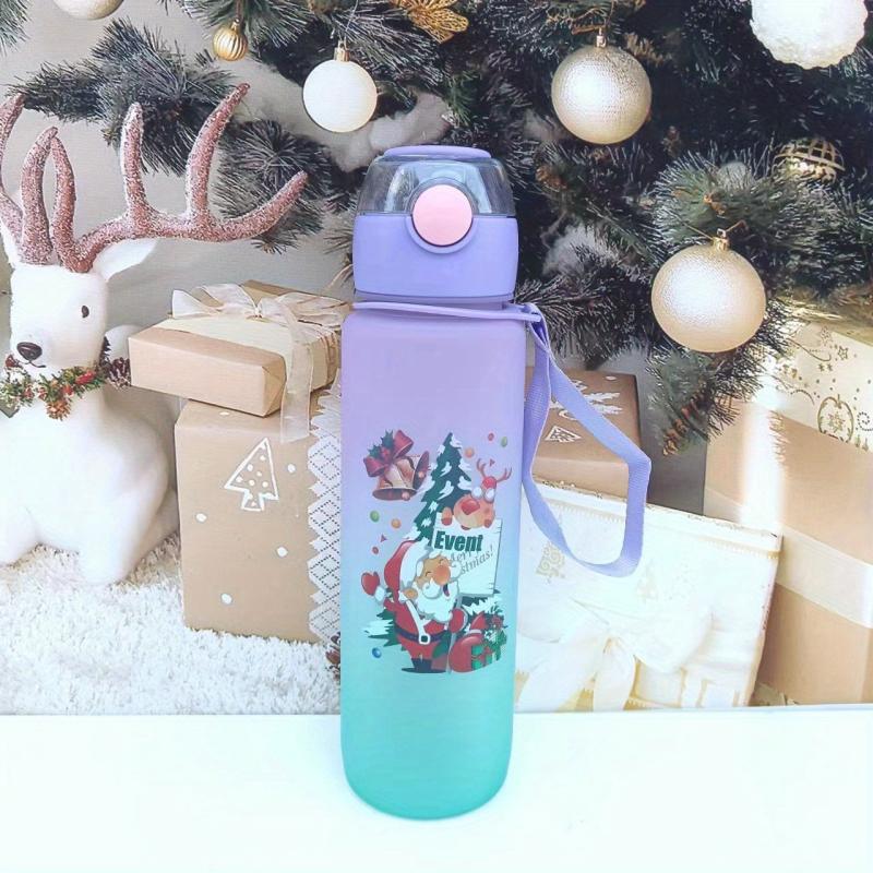 Christmas Sports Water Bottle Gradient Water Cups Portable Travel Water Bottles