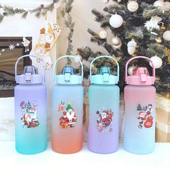 Christmas Sports Water Bottle Gradient Water Cups Portable Travel Water Bottles
