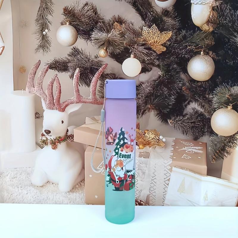 Christmas Sports Water Bottle Gradient Water Cups Portable Travel Water Bottles