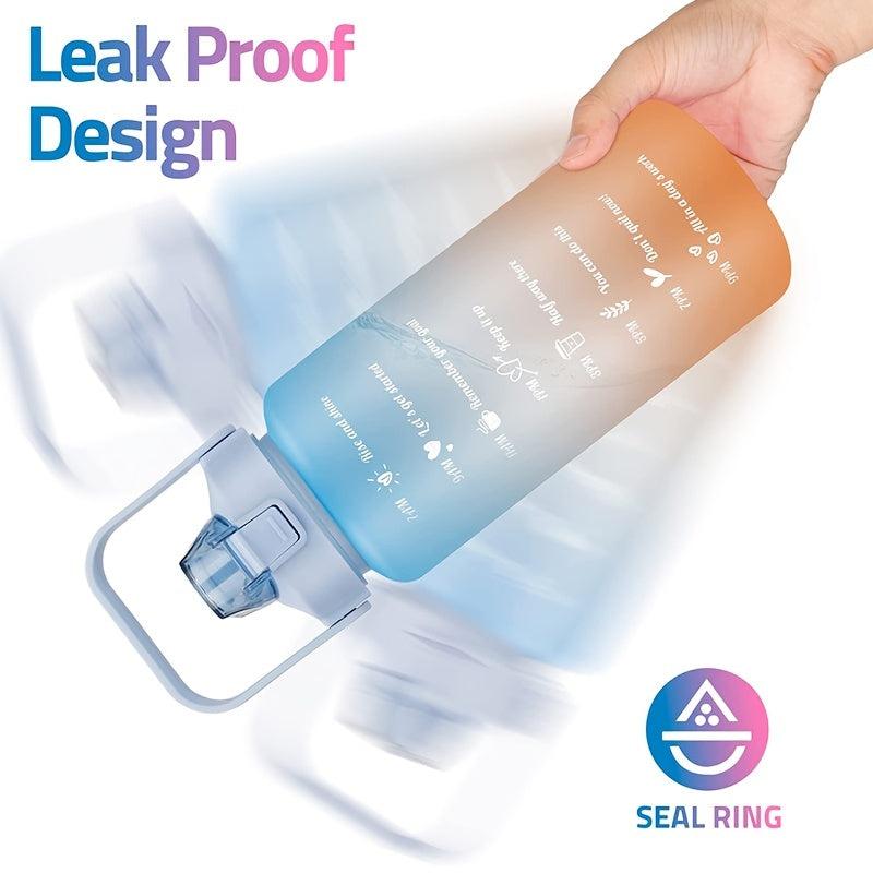 64oz Water Bottle with Straw, Leak Proof, Time Marker, Fitness