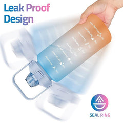 64oz Water Bottle with Straw, Leak Proof, Time Marker, Fitness