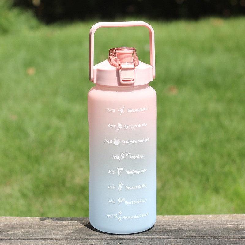 64oz Water Bottle with Straw, Leak Proof, Time Marker, Fitness
