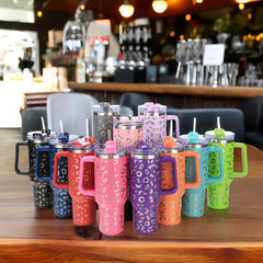 Leopard Print Stainless Steel Water Bottle Insulated Tumbler Leak Proof