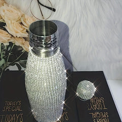Studded Stainless Steel Insulated Water Bottle Rhinestone Decor