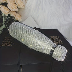 Studded Stainless Steel Insulated Water Bottle Rhinestone Decor