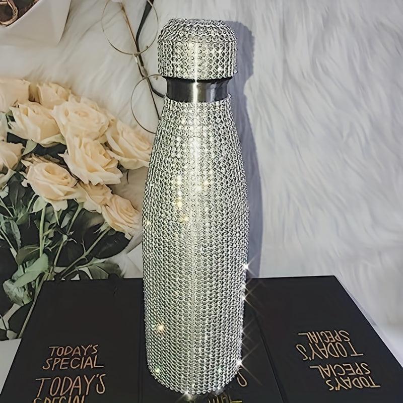 Studded Stainless Steel Insulated Water Bottle Rhinestone Decor