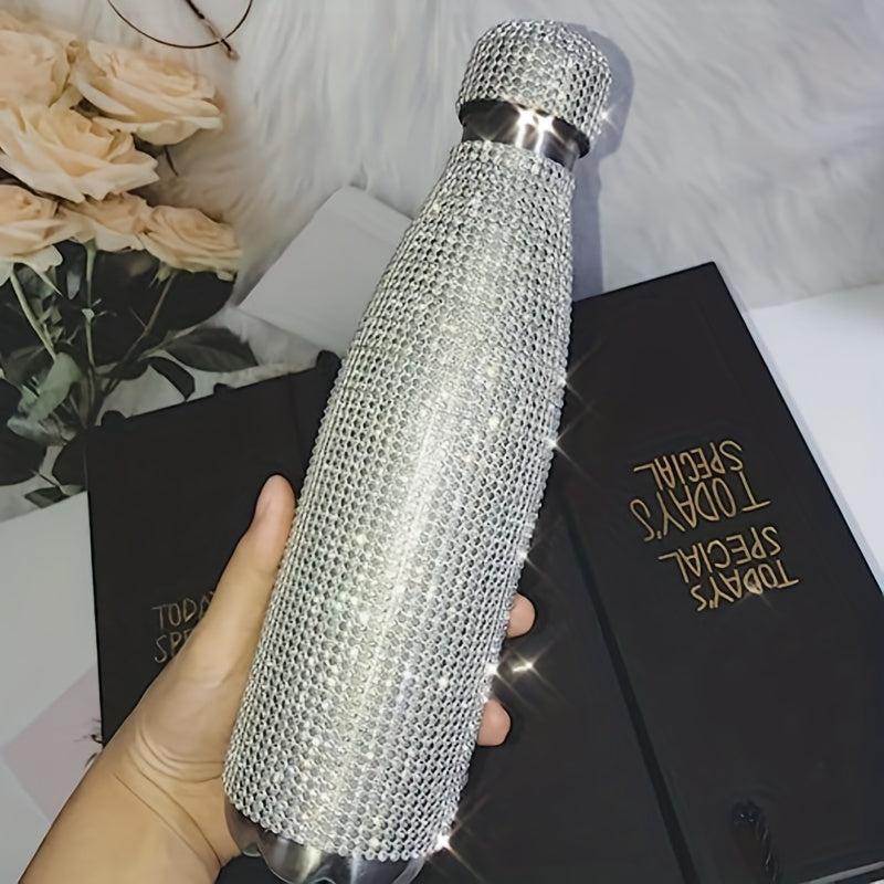 Studded Stainless Steel Insulated Water Bottle Rhinestone Decor