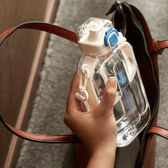 Square Water Bottle 25oz with Adjustable Shoulder Strap