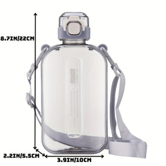 Square Water Bottle 25oz with Adjustable Shoulder Strap