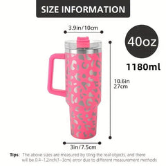 Leopard Print 40oz Stainless Steel Tumbler with Lid and Straw