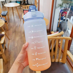 2L Gradient Plastic Water Bottle With Straw