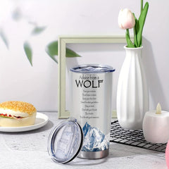 20oz Wolf Cup Stainless Steel Tumbler Snow Mountain Print Insulated Travel Mug