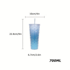 Mermaid Tumbler Double Walled Water Bottle Fish Scale Pattern Travel Cup