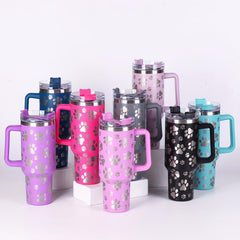 Stainless Steel Tumbler 40oz Cat Paw Pattern Insulated Coffee Mug