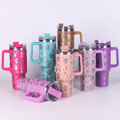Stainless Steel Tumbler 40oz Cat Paw Pattern Insulated Coffee Mug