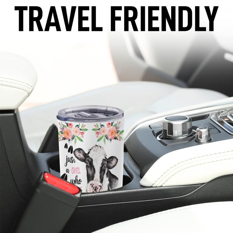 20oz Flower Cow Stainless Steel Tumbler Double Wall Vacuum Insulated Travel Mug