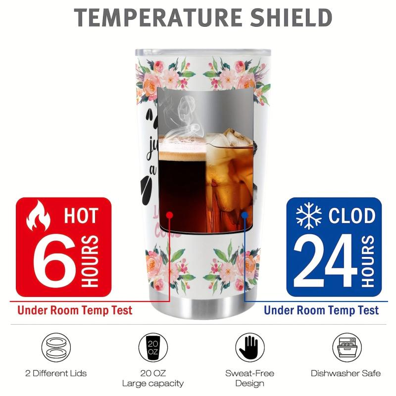 20oz Flower Cow Stainless Steel Tumbler Double Wall Vacuum Insulated Travel Mug