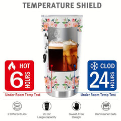 20oz Flower Cow Stainless Steel Tumbler Double Wall Vacuum Insulated Travel Mug