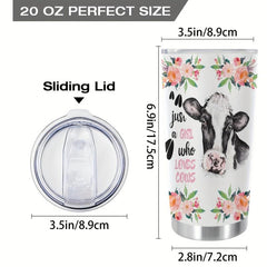 20oz Flower Cow Stainless Steel Tumbler Double Wall Vacuum Insulated Travel Mug