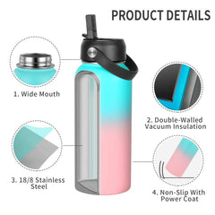 Stainless Steel Vacuum Insulated Thermal Water Bottle with Straw Lid