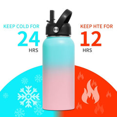 Stainless Steel Vacuum Insulated Thermal Water Bottle with Straw Lid