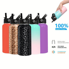 Stainless Steel Vacuum Insulated Thermal Water Bottle with Straw Lid