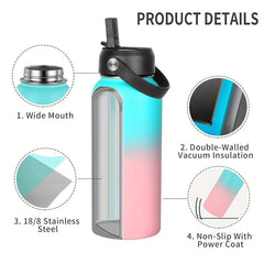 32oz Insulated Sports Water Bottle with Straw and Lid