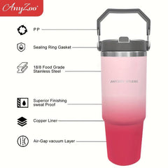 Anyzoo Gradient Tumbler 900ml 30OZ With Lid And Straw