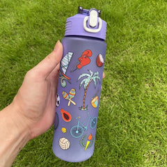 800ml Cartoon Sports Water Bottle for Camping Hiking Fitness