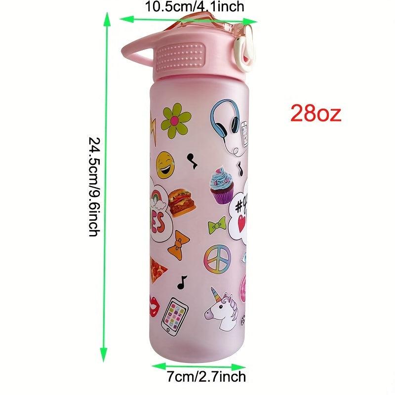 800ml Cartoon Sports Water Bottle for Camping Hiking Fitness