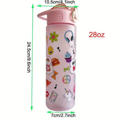 800ml Cartoon Sports Water Bottle for Camping Hiking Fitness