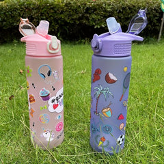 800ml Cartoon Sports Water Bottle for Camping Hiking Fitness