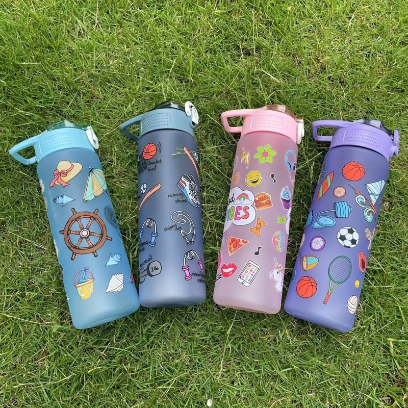 800ml Cartoon Sports Water Bottle for Camping Hiking Fitness