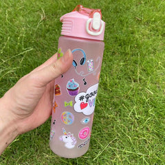 800ml Cartoon Sports Water Bottle for Camping Hiking Fitness