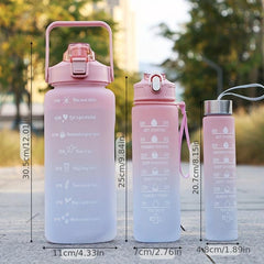 3pcs Motivational Water Bottles with Time Marker