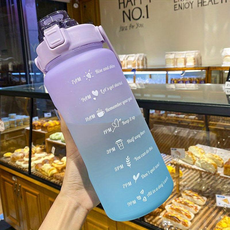 Motivational Straw Water Bottle with Time Markings, Sport Jug