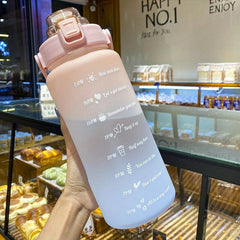Motivational Straw Water Bottle with Time Markings, Sport Jug