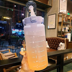 Motivational Straw Water Bottle with Time Markings, Sport Jug