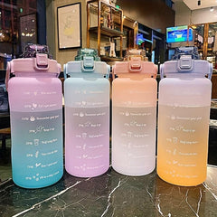 Motivational Straw Water Bottle with Time Markings, Sport Jug