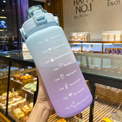 Motivational Straw Water Bottle with Time Markings, Sport Jug