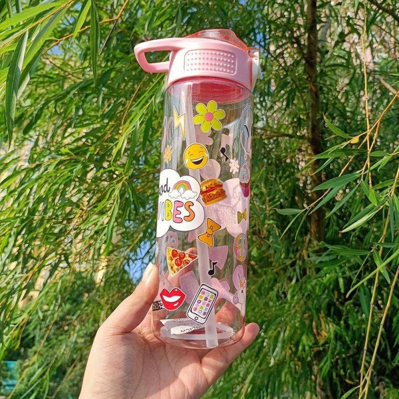 800ml Cartoon Water Bottle Portable Travel BPA-Free for Outdoor Activities