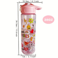 800ml Cartoon Water Bottle Portable Travel BPA-Free for Outdoor Activities